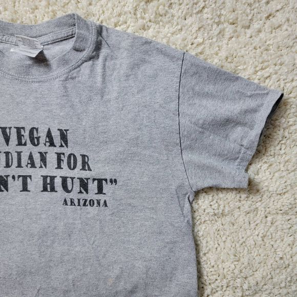 Tee Shirt "Vegan Indian For Can't Hunt". Humor Tee. Small. - Picture 7 of 12